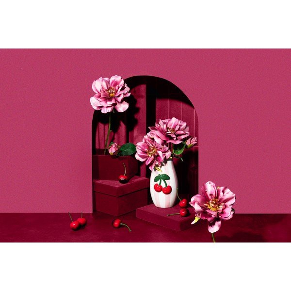 Ръчно рисувана ваза от доломит Cherry – Sass & Belle-image-1