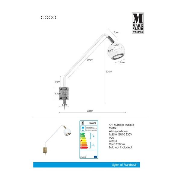 Бяла стенна лампа Coco - Markslöjd-image-2