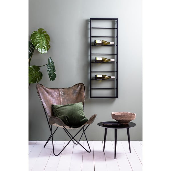 Черен стенен метален стелаж за вино 42x120x6 cm Macaben – Light & Living-image-2