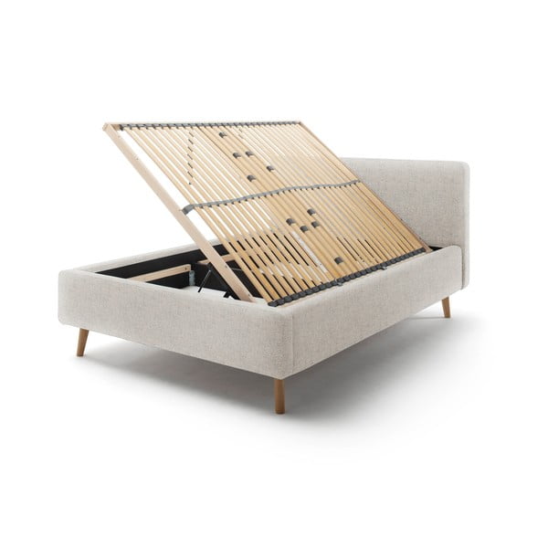 Бежово двойно легло 140x200 cm тапицирано с място за съхранение с включена подматрачна рамка Mattis – Meise Möbel-image-2