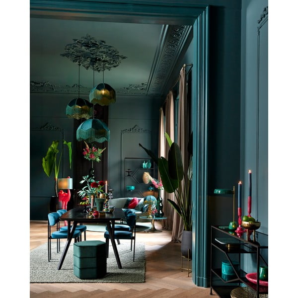 Висящо осветително тяло в петролен цвят с текстилен абажур ø 50 cm Malacia – Light & Living-image-1