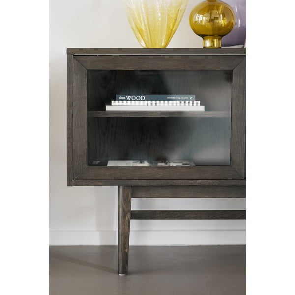 Кафява витрина от декор от дъб  с плъзгащи се врати 170x75 cm Hazelton – Rowico-image-4