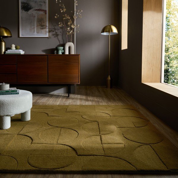 Тъмнозелен ръчно изработен вълнен килим 160x230 cm Gigi – Flair Rugs-image-1