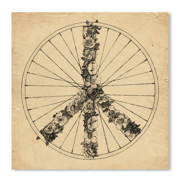 Бежов плакат Peace & Bike, 42 x 30 cm - Americanflat