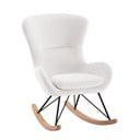 Бял люлеещ се детски стол от плат букле ROCKY – Vipack