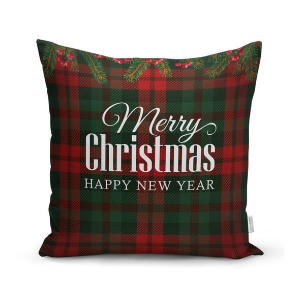Комплект от 4 коледни калъфки за възглавници и покривка за маса Tartan Christmas - Minimalist Cushion Covers-image-1