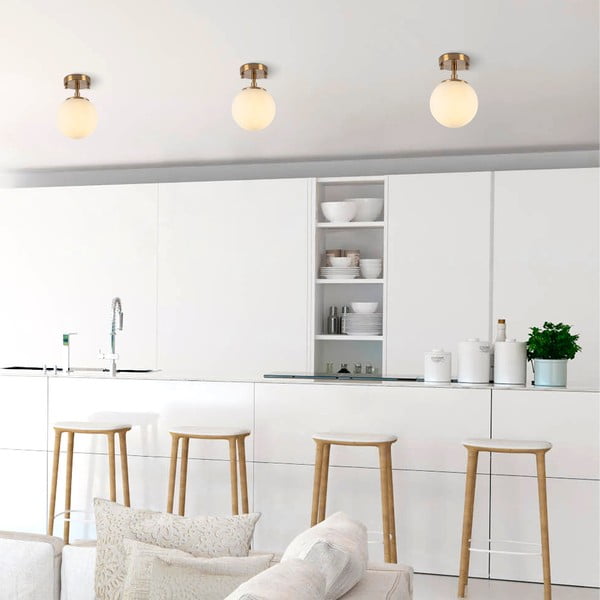 Бяло/в месингов цвят осветително тяло за таван със стъклен абажур ø 15 cm Atmaca – Opviq lights-image-3