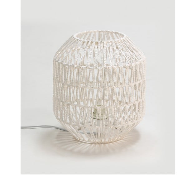 Бяла настолна лампа с текстилен абажур, височина 32 cm Yaka - Tierra Bella