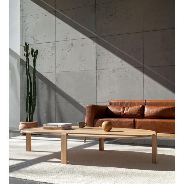 Масичка за кафе от масивен дъб в естествен цвят 100x180 cm Kulin – Gazzda-image-1