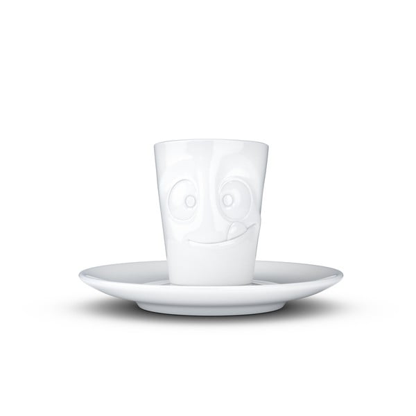Бяла порцеланова чаша за еспресо с чинийка, обем 80 ml - 58products