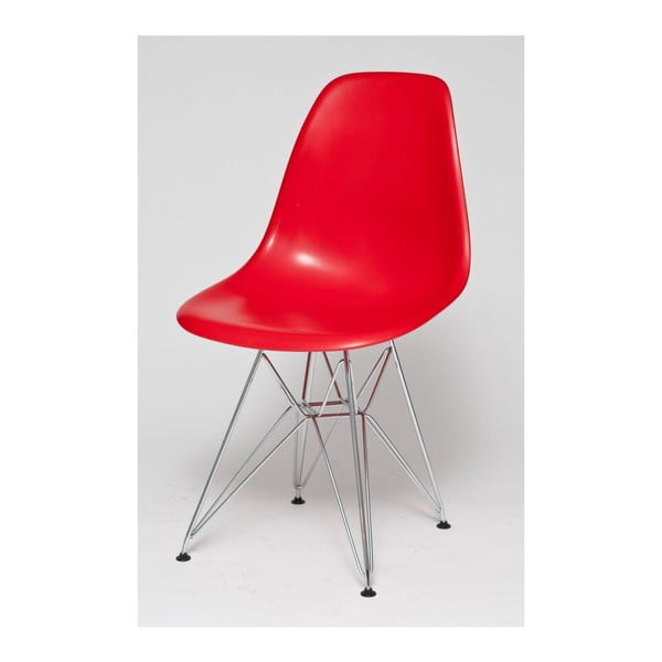 Červená židle, chromové nohy