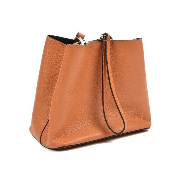 Кафява кожена чанта в цвят коняк Catarina - Mangotti Bags-image-1