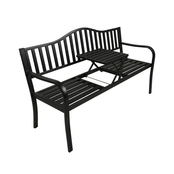 Черна метална градинска пейка Segula - Garden Pleasure-image-2