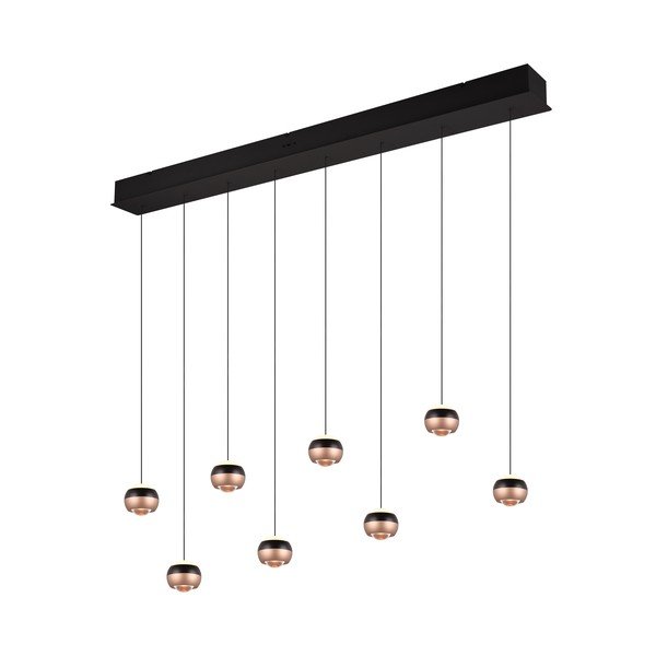 LED висящо осветително тяло с метален абажур в черно-меден цвят Orbit - Trio Select-image-4