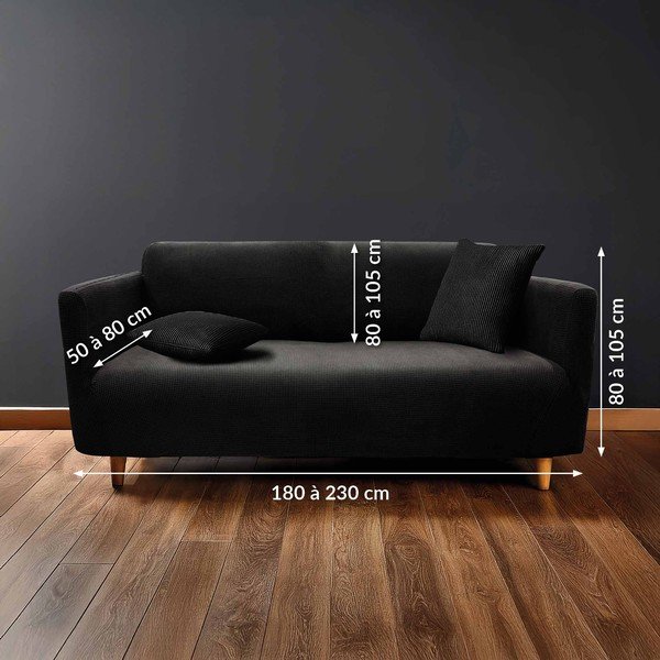 Черно триместно ластично покривало за диван Sacha – douceur d'intérieur-image-2