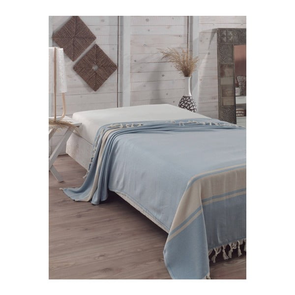 Светлосиня памучна покривка за легло Elmas Light Blue, 200 x 240 cm - Unknown