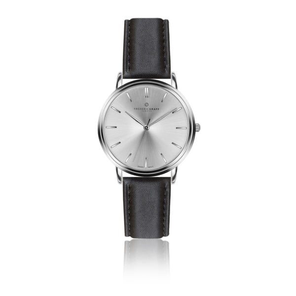 Pánské hodinky s černým páskem z pravé kůže Frederic Graff Silver Breithorn Black Leather