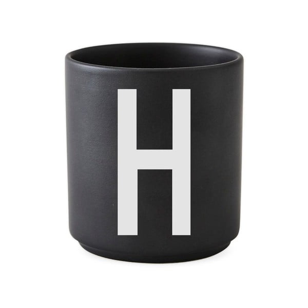 Черна порцеланова чаша Alphabet H, 250 ml A-Z - Design Letters