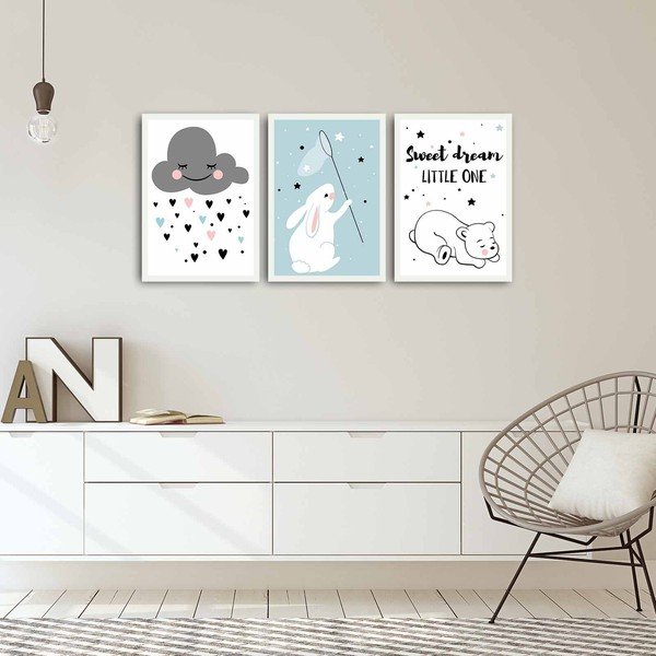 Детски картини в комплект 3 бр. 35x50 cm Sweet Dreams Little One – Wallity-image-1