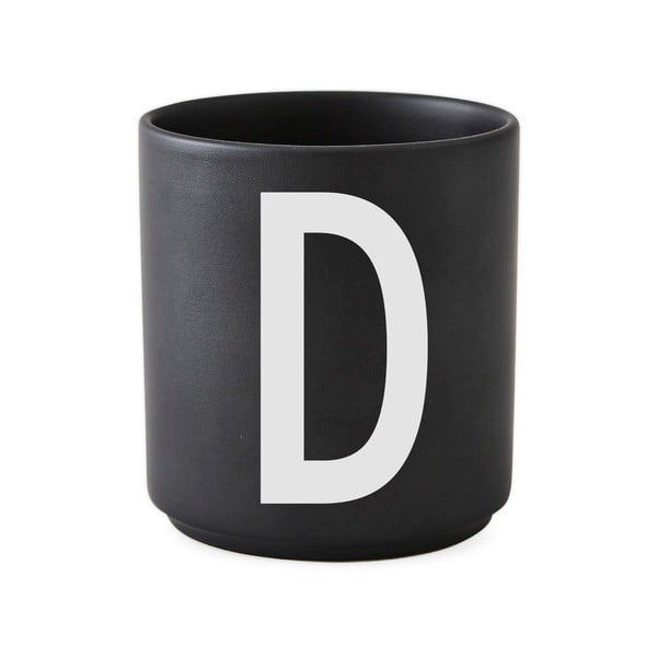 Черна порцеланова чаша Alphabet D, 250 ml A-Z - Design Letters