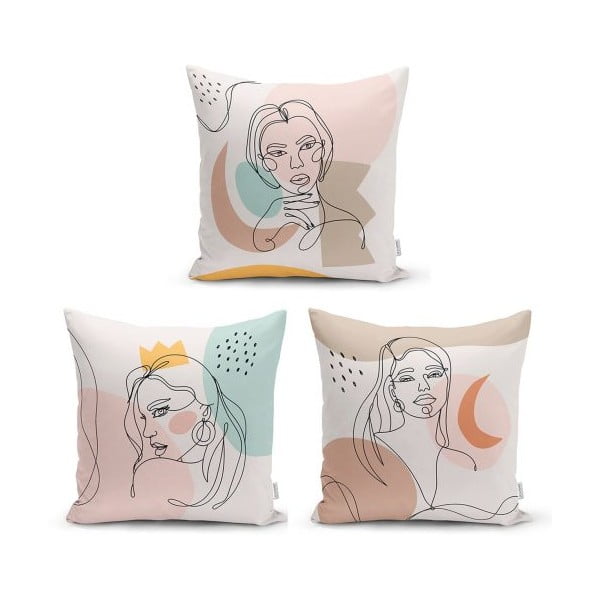 Комплект от 3 декоративни калъфки за възглавници Minimalist Line, 45 x 45 cm - Minimalist Cushion Covers