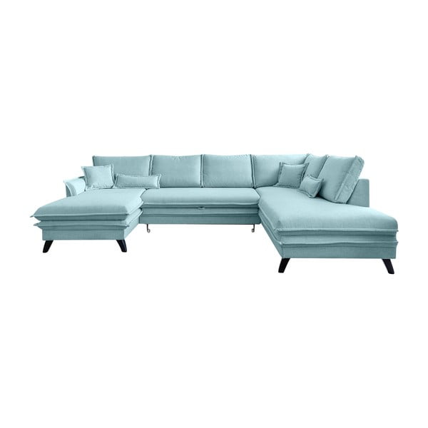 Светлосин U-образен разтегателен диван, десен ъгъл Charming Charlie - Miuform