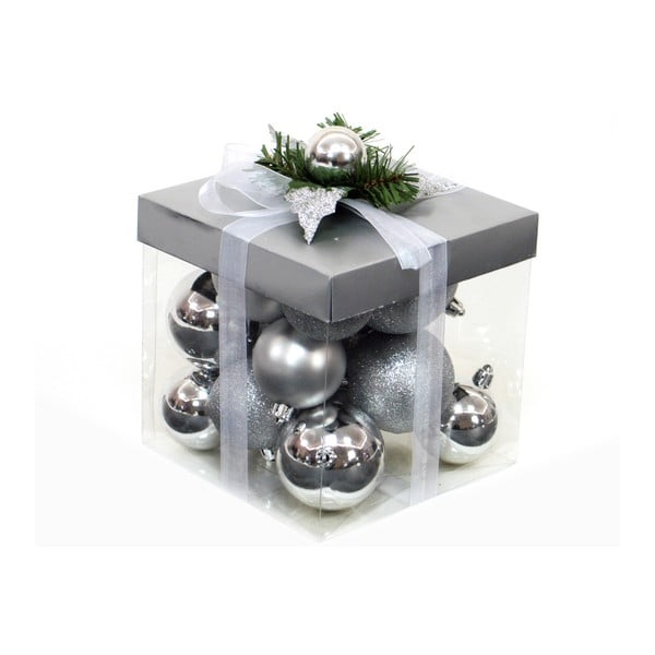 Sada 18 vánočních ozdob ve stříbrné barvě Ixia Decor