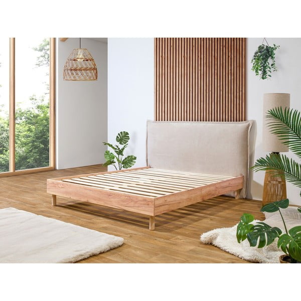 Бежово/естествено двойно легло с решетка 160x200 cm Charlie - Bobochic Paris-image-1