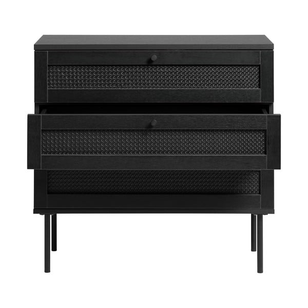 Черен нисък скрин от дъб 80x75 cm Pensacola - Unique Furniture-image-3