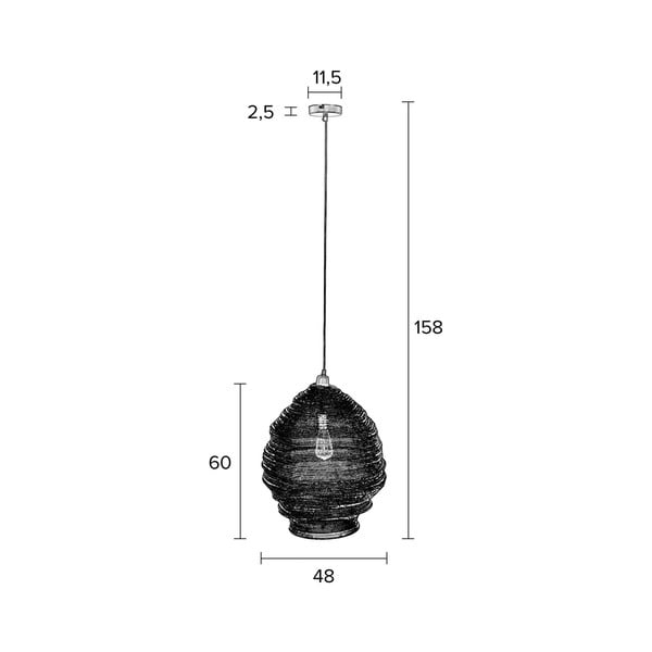 Черно висящо осветително тяло , ø 48 cm Lena - White Label-image-3