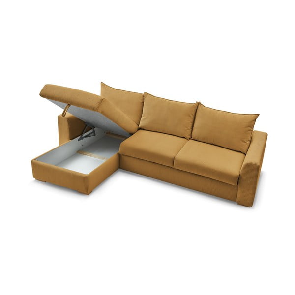 Жълт разтегателен ъглов диван от рипсено кадифе (променлив) Augustin – Bobochic Paris-image-4