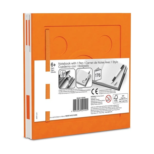 Оранжева квадратна тетрадка с гел писалка , 15,9 x 15,9 cm - LEGO®-image-2