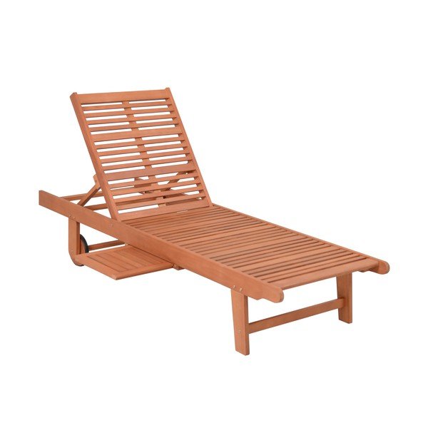 Градински шезлонг от масивно дърво в естествен и кремав цвят San Diego – Garden Pleasure-image-1