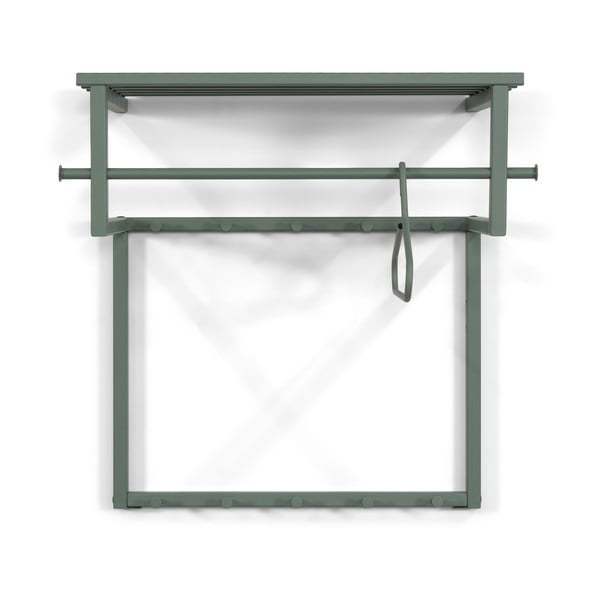 Сиво-зелена метална стенна закачалка с рафт 76 cm Rizzoli – Spinder Design-image-2