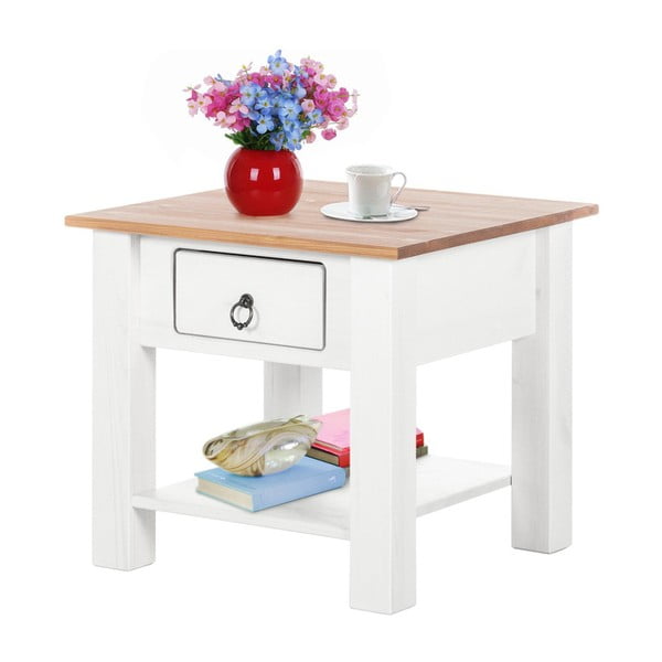 Масичка за кафе от бял бор с естествен плот Klein - Støraa-image-1