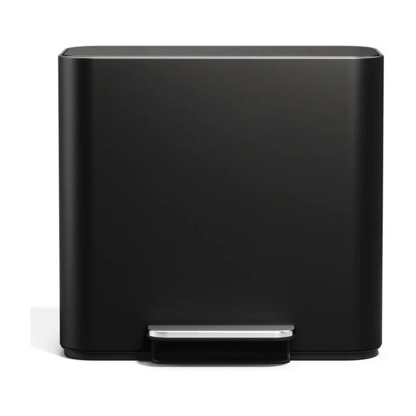 Матово черно стоманено кошче за боклук за рециклиране/с педал 15 l Dual Mini – simplehuman-image-3