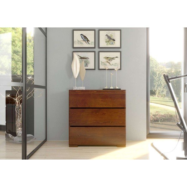 Кафяв скрин от букова дървесина , 80 x 81 cm Sandemo - Skandica-image-1