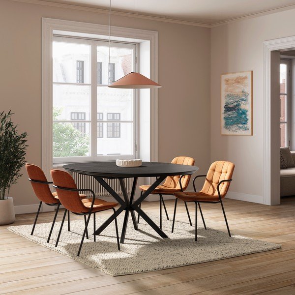 Теракотен тапициран трапезен стол с подлакътници Angie – Marckeric-image-4