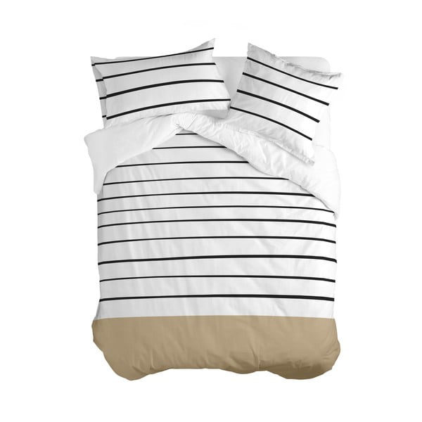 Памучна завивка в черно, бяло и кафяво за двойно легло 200x200 cm Blush sand - Blanc