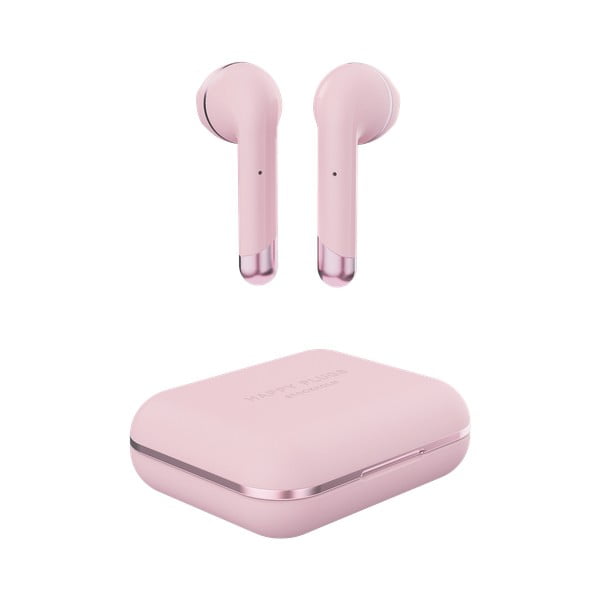 Розови безжични слушалки със златисти детайли с кутия Air 1 - Happy Plugs