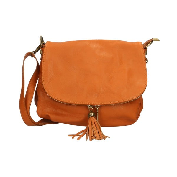 Кафява кожена чанта в цвят коняк Marrone - Chicca Borse