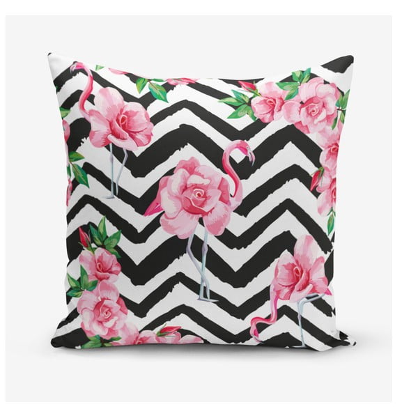 Калъфка за възглавница от памучна смес Stripped Flamingo, 45 x 45 cm - Minimalist Cushion Covers