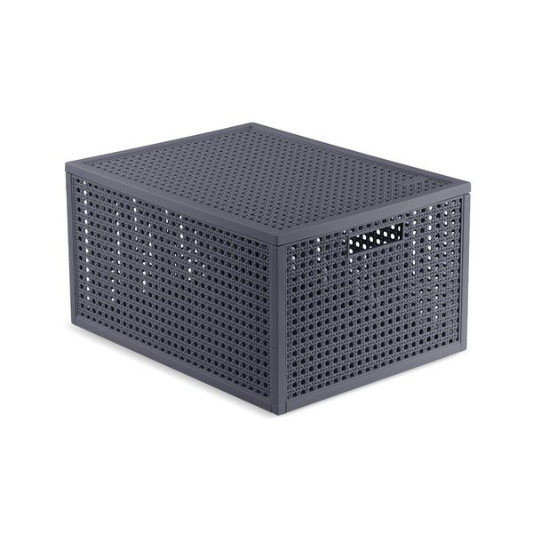 Тъмносива кутия за съхранение с капак от рециклирана пластмаса 30x38x21 cm Kaya – Curver