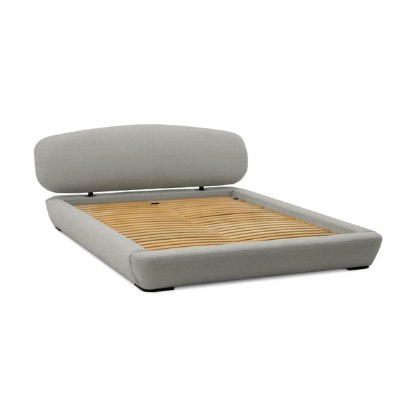 Светлосиво тапицирано двойно легло с включена подматрачна рамка 160x200 cm Odette – Scandic