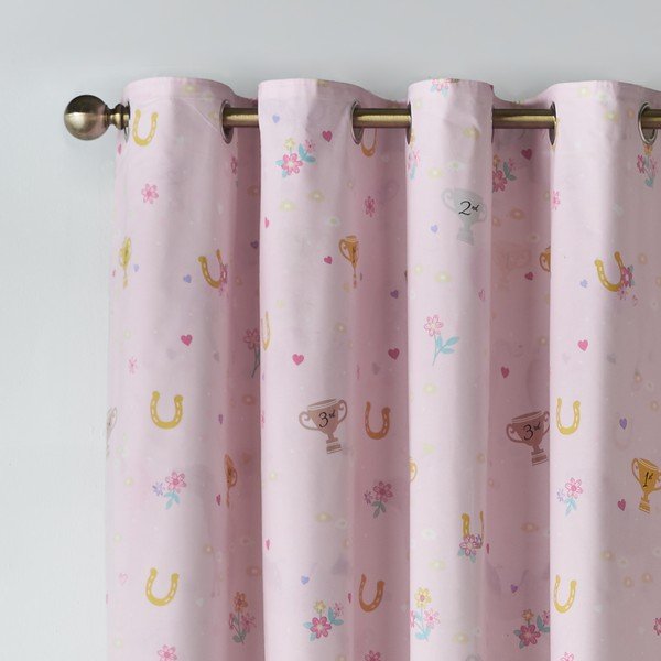 Кремава детска завеса 2 бр. 168x183 cm Happy Horses – Catherine Lansfield-image-1