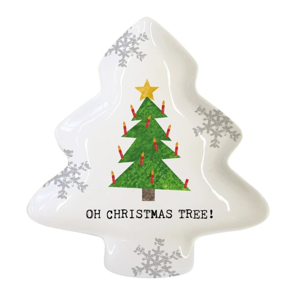 Декоративен поднос от костен порцелан с коледен мотив Коледна елха, 12,5 x 15 cm - PPD