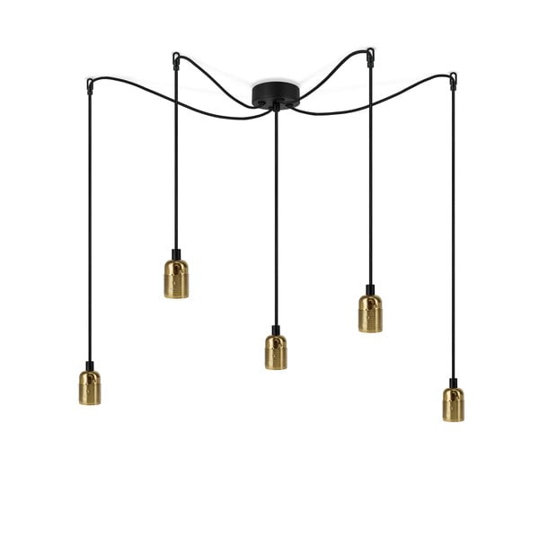 Черна висяща лампа с пет рамена и златни детайли Uno - Sotto Luce