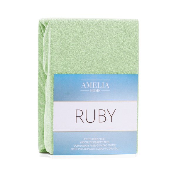 Светлозелен ластичен чаршаф за двойно легло Siesta, 200/220 x 200 cm Ruby - AmeliaHome-image-1
