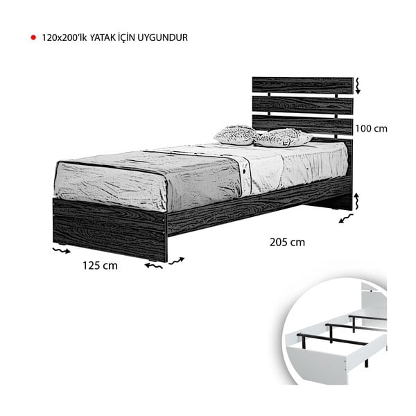 Единично легло в естествен цвят 120x200 cm Fuga - Kalune Design-image-3