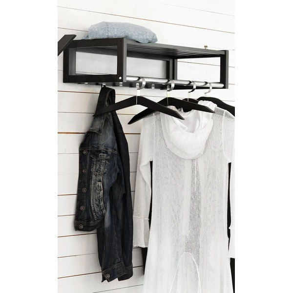 Стенна закачалка от масивен дъб естествена с рафт Confetti – Rowico-image-1